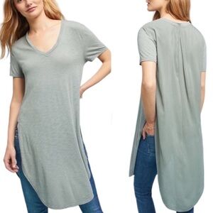 T.la Anthropologie Lightweight Summer Short Sleeve Tunic T-Shirt Tee Dress Green